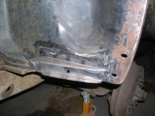 Fabricated new lower radiator core support area that was rotted away